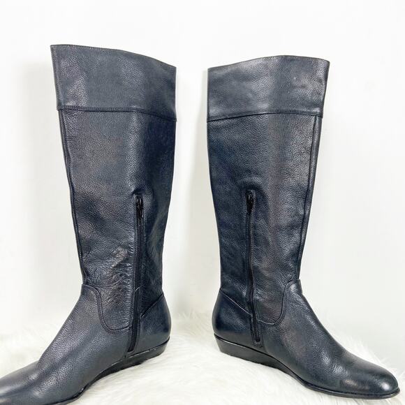 Arturo Chiang 7.5 M Womens Black Leather Side-zip Riding Boots - Picture 6 of 10